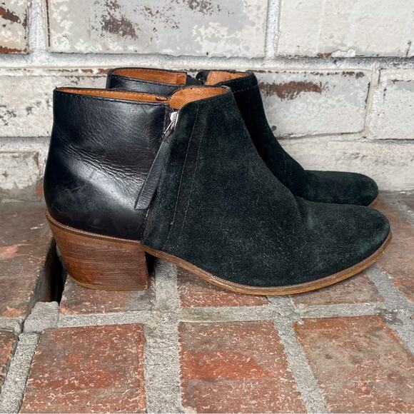 Madewell Cait Side Zip Suede & Leather Black Booties 8.5 - Picture 2 of 8